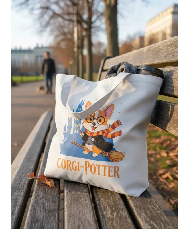 Холщовая сумка (Шоппер) "Corgi Potter"